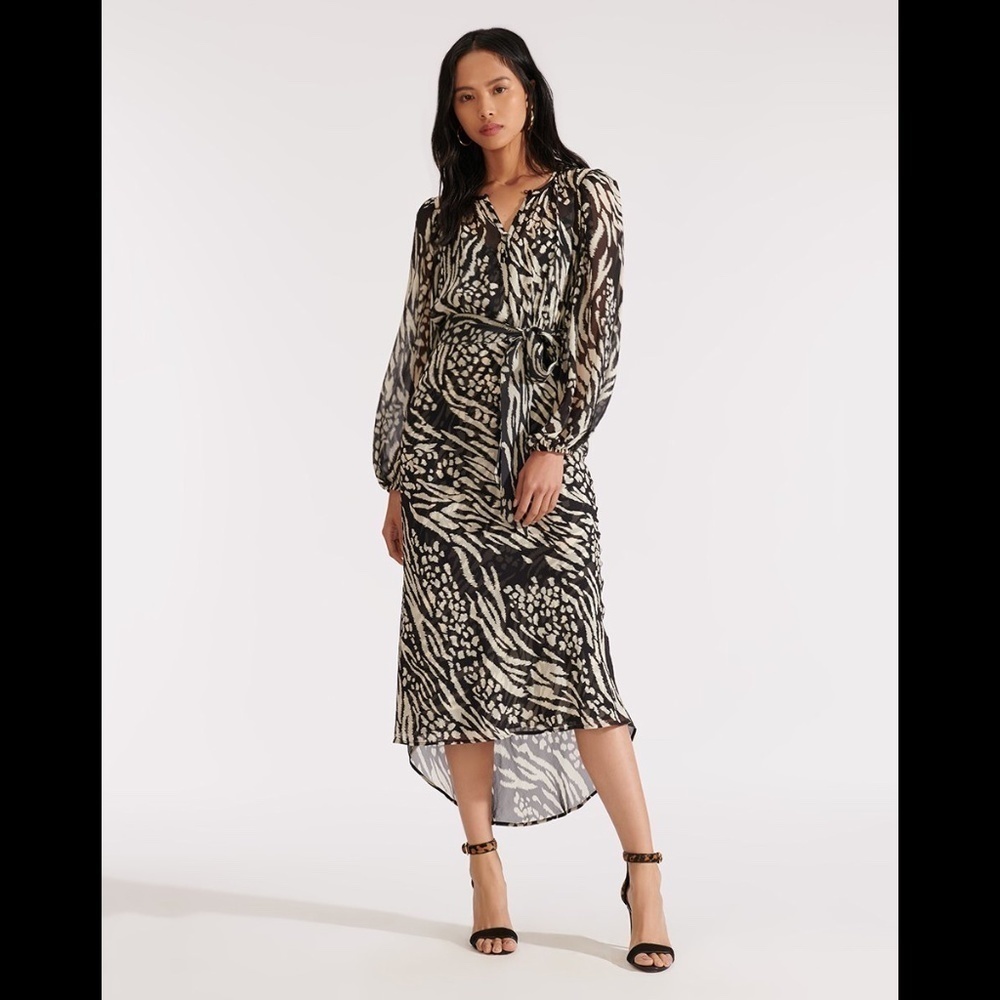 Veronica Beard Mavis Animal-print Silk Midi Dress 4 NWT